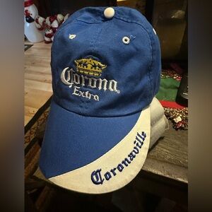VTG NEW RARE BASEBALL HAT CORONA EXTRA BEER BLUE STITCH EMBROIDERED ADJUSTABLE